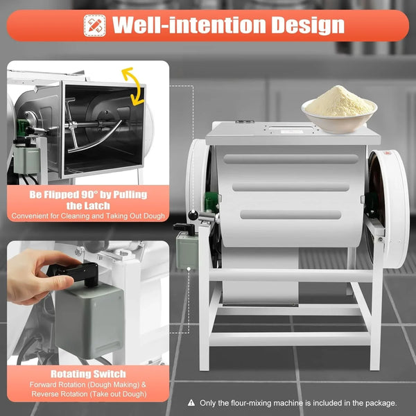 Flour-Mixing Machine,30Qt Commercial Dough Mixer Flour Mixing Machine,1500W Heavy Duty Flour Mixer Kneading Machine with 16.73" X 13.18" X 13.77" Bowl for School Bakery Restaurant4