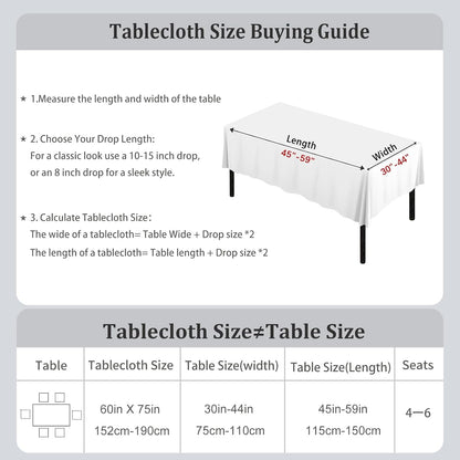 Checkered Tablecloth Rectangle Washable Buffalo Plaid Table Cloth Cotton Linen Gingham Table Cover for Picnic Kitchen Dining Room, Beige and White, 60 * 752