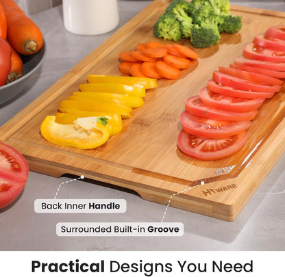 Extra Large 18" X 12" Bamboo Cutting Board for Kitchen, Heavy Duty Wood Cutting Board with Juice Groove, 100% Organic Bamboo, Pre Oiled5