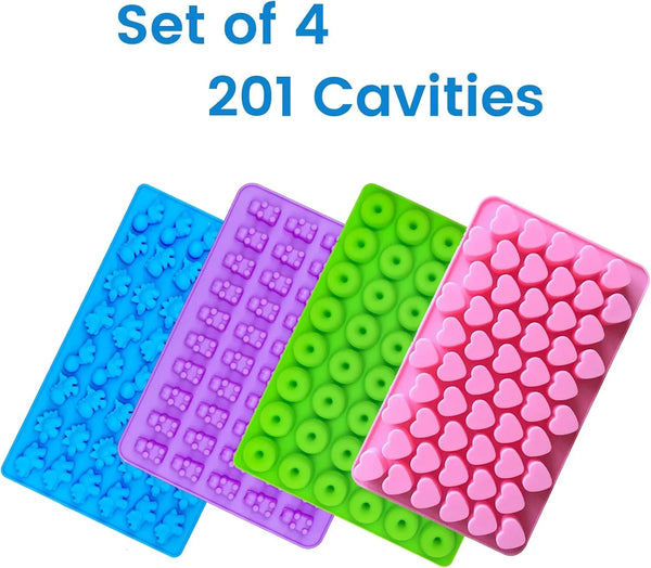 Gummy Bear Candy Molds, Mini Silicone Molds, 4-Pack with 2 Droppers | Food-Grade, Bpa-Free & Non-Stick, Featuring Heart, Dinosaur, Bear & Donut Shapes for Gummies, Candy & Fruit Snacks6