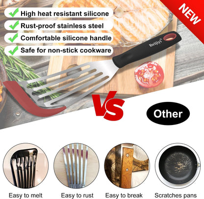 2-Piece Silicone Fish Spatula for Nonstick Cookware, Heat Resistant3