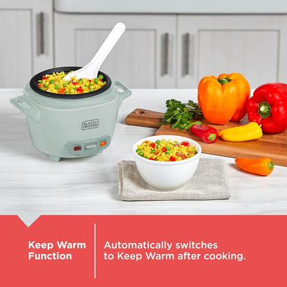 BLACK+DECKER 3-Cup Rice Cooker with Ceramic Pot, Surf Spray | Compact Rice Cooker with Ceramic Nonstick Pot, Automatic Keep Warm and One-Touch Operation.5