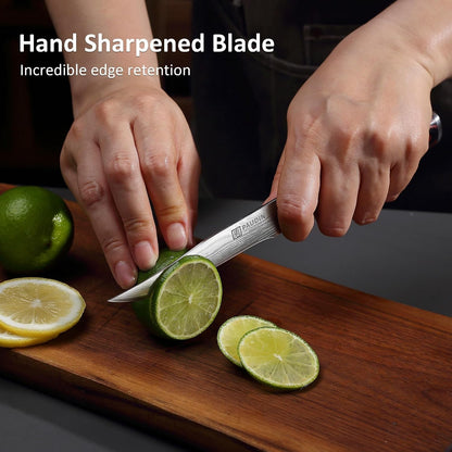 Utility Knife 5 Inch Kitchen Knife, Ultra Sharp High Carbon Stainless Steel Small Chef Knife with Sheath, Kitchen Utility Knife with Ergonomic Pakkawood Handle6