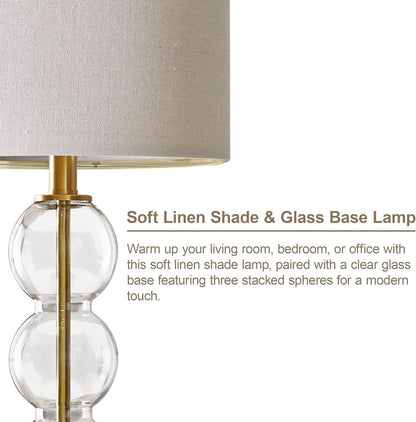 25" Glass Table Lamps Set of 2, Gold Modern Table Lamps with USB Ports for Living Room, Linen Shade Bedside Lamps for Bedroom, Nightstand, Side Table (Bulbs Not Included)7