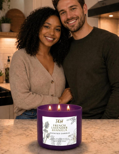 French Lavender Vanilla Large 3-Wick Soy Scented Candle for Home, 15.8 Oz3
