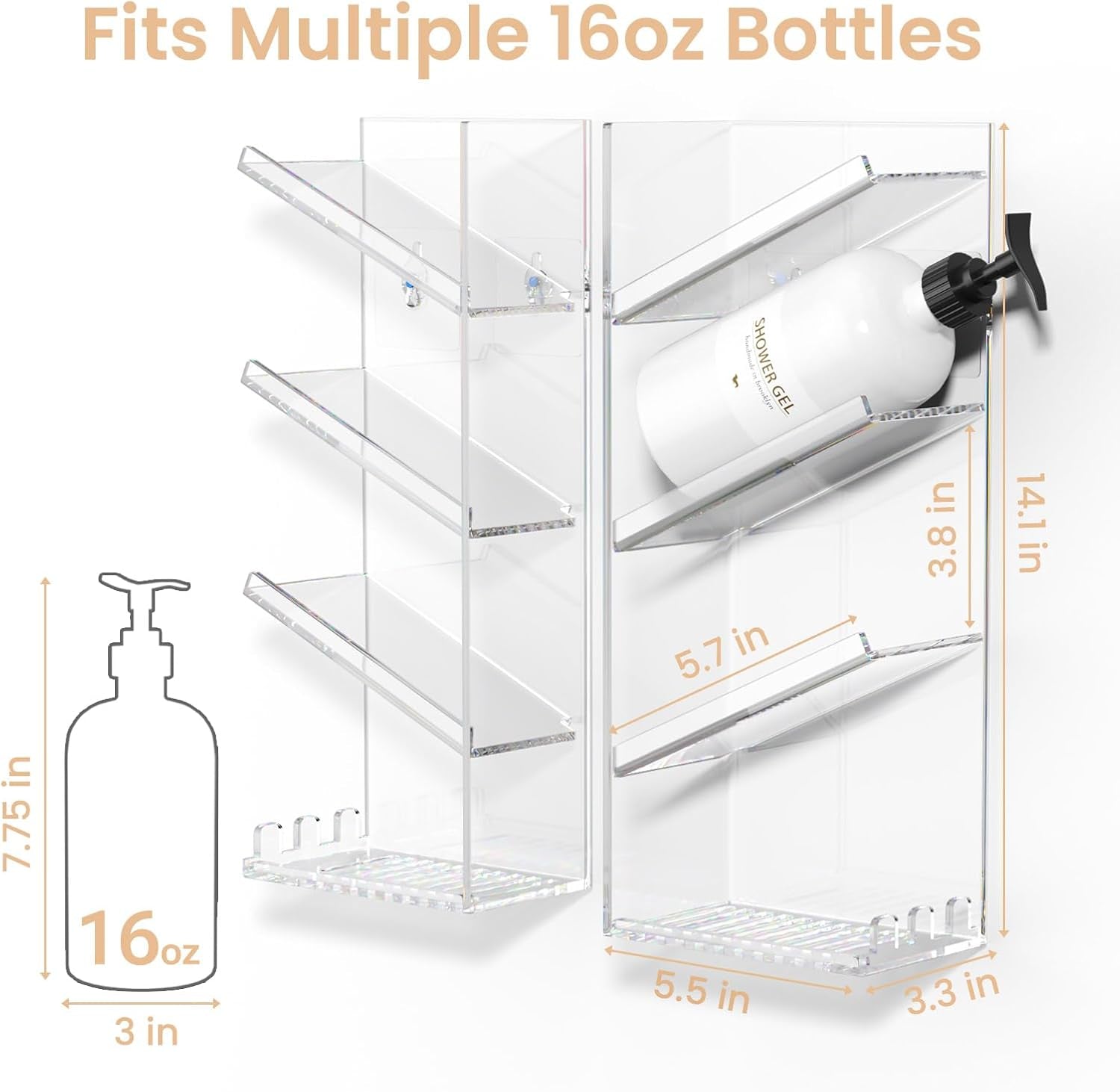 acrylic-bathroom-organizer-caddy-shampoo-holder-combination-shelf