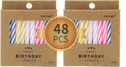 48-Count Multicolored Birthday Candles, Spiral Candles, Cupcake Candles, Party Celebration1