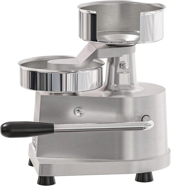 Burger Press Patty Maker for 5” Hamburgers, Stainless-Steel Manual Forming Machine for Personal and Commercial Foods, Heavy Duty Processor, Includes Pattie Papers (CHM-5), Silver2