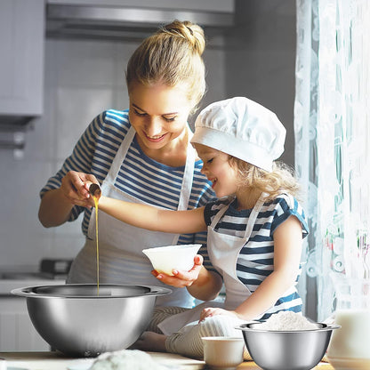 Stainless Steel Mixing Bowls with Measuring Cups & Spoons Set of 14 - Dishwasher Safe Nesting Mixing Bowl Set for Cooking, Baking & Meal Prep Non-Slip Premium Bowls9