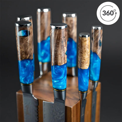 SENKEN Rotating Magnetic Knife Block without Knives, Natural Acacia Hardwood - 360 Degrees Rotation - Ultra Strong Neodymium Magnets, Universal Knife Holder & Storage (Rotating Magnetic Block)4