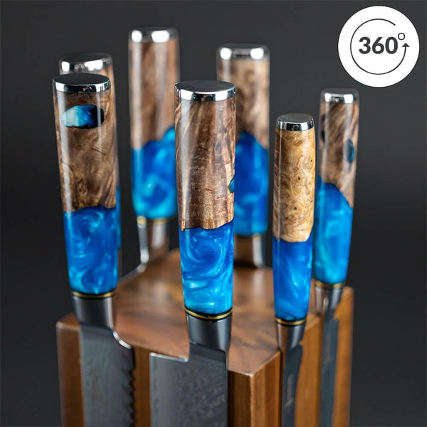 SENKEN Rotating Magnetic Knife Block without Knives, Natural Acacia Hardwood - 360 Degrees Rotation - Ultra Strong Neodymium Magnets, Universal Knife Holder & Storage (Rotating Magnetic Block)4