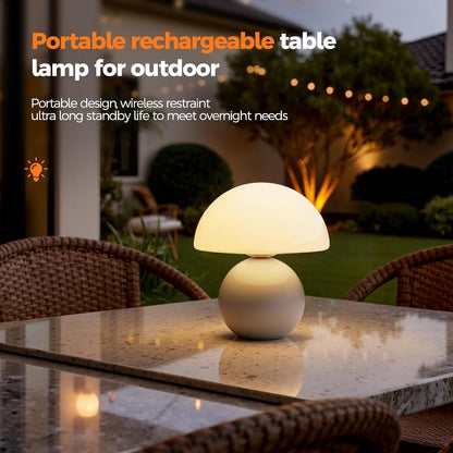Wireless Mushroom Lamp,Table Lamp for Bedroom, Portables Cordless Lamps,Wireless Lamp,Small Bedside Table Touch Lamps for Living Room,Mini Mushroom 5200Mah Battery Operated Lamp Modern (White)6