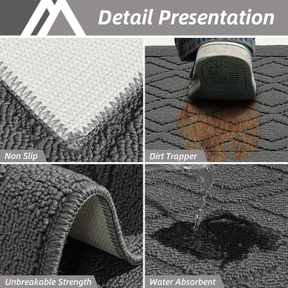 48X20Inch/30X20Inch Kitchen Rug Mats,Grey | Made of Polypropylene 2 Piece Soft Kitchen Mat for Floor Specialized in anti Slippery and Machine Washable Kitchen Runner Rug4