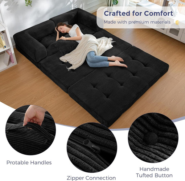 Convertible Sofa Bed, Floor Sofa Couch with L-Shaped Backrest6