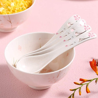20 Pieces Dinnerware Set, Patterned Porcelain Japanese Cherry Blossom Dinner Set with Bowl Soup Plate, Service for 64