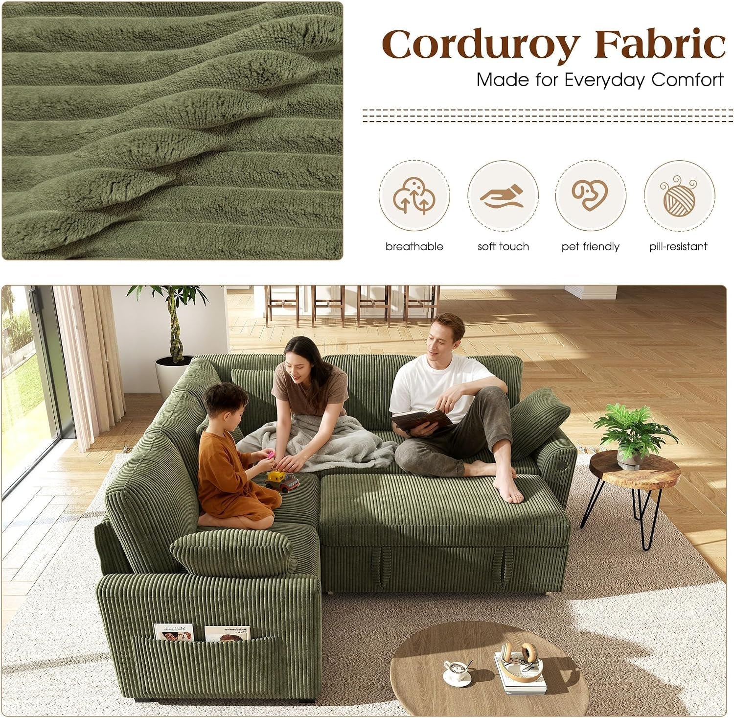 83-inch-5-seater-large-sectional-sofa-bed-with-storage-corduroy-reversible-modular-sleeper-sofa-with-usb-port-4-pillows-convertible-l-shaped-couch-for-living-room-green