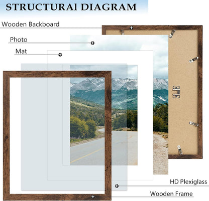 11X14 Picture Frame with 8X10 Mat Deep Brown, Display 8X10 with Mat or 11X14 without Mat, Wood 11 by 14 Photo Frame, 11 X 14 Frame for Wall Hanging Display, Deep Brown4