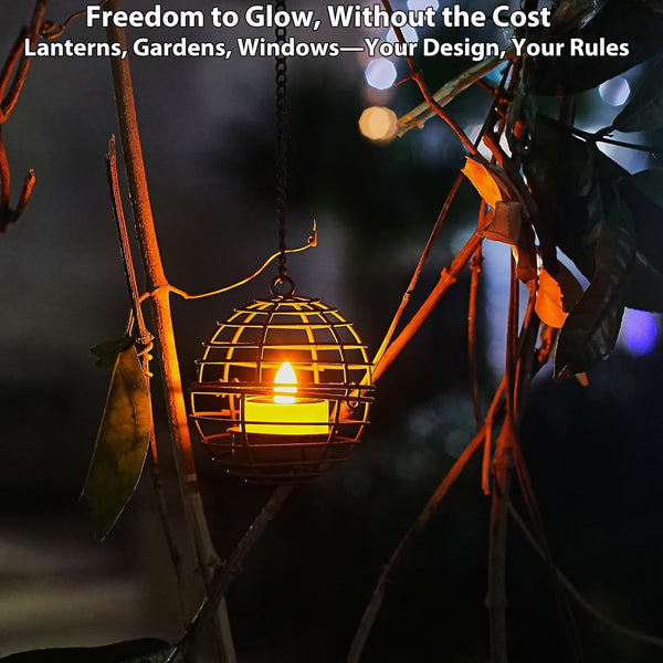Solar Tea Lights Outdoor Waterproof, 8Pcs Rechargeable Dusk to Dawn Little Solar Votive Candles, Flameless Flickering Small Light for Lantern Window DIY Chandelier Patio Deck Garden Decor (Warm Amber)6