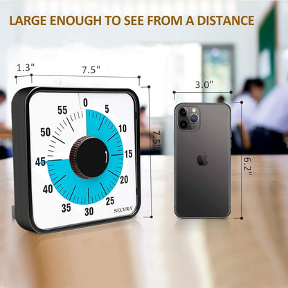 60-Minute Visual Countdown Timer, 7.5-Inch Oversize Classroom Visual Timer for Kids and Adults, Durable Mechanical Kitchen Timer Clock with Magnetic Backing (Blue)4