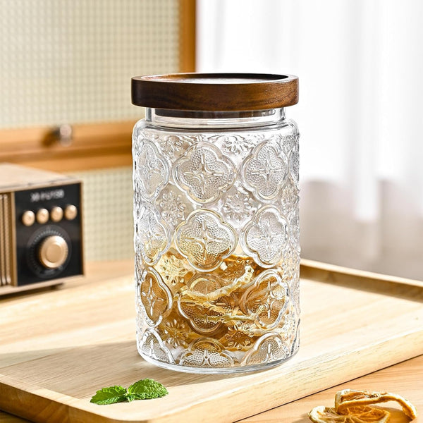 32Oz Vintage Glass Jars with Lids, Airtight Food Storage Containers, Kitchen Canisters for Sugar, Coffee, Tea, Spice, Flour, Candy Cookie, Pasta, Cereal, Cute Decorative Jars5