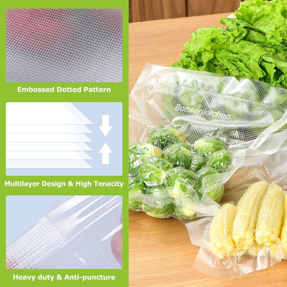 Vacuum Sealer Rolls Bags, 3 Rolls 11"X 20'+ 3 Rolls 8"X 20'5