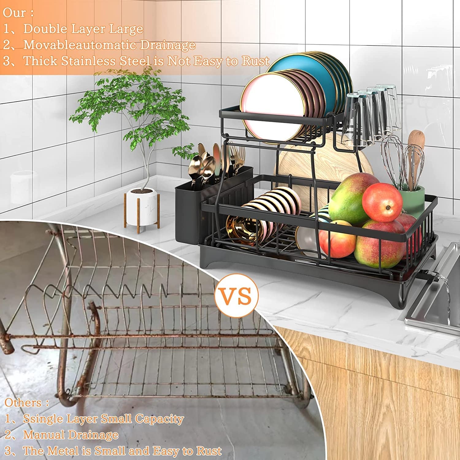 2-tier-dish-drying-rack-dish-rack-with-auto-drain-to-sink-mat