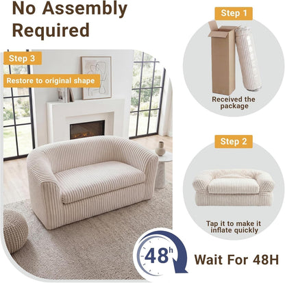 55" Boneless Mini Couch, Bean Bag Sofa for Bedroom, Beige5