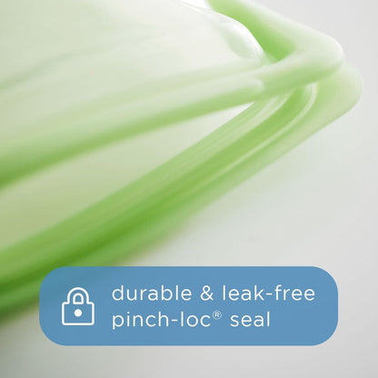 Premium Reusable Silicone Pocket Bags, 2-Pack, Clear and Aqua, 4 Oz4