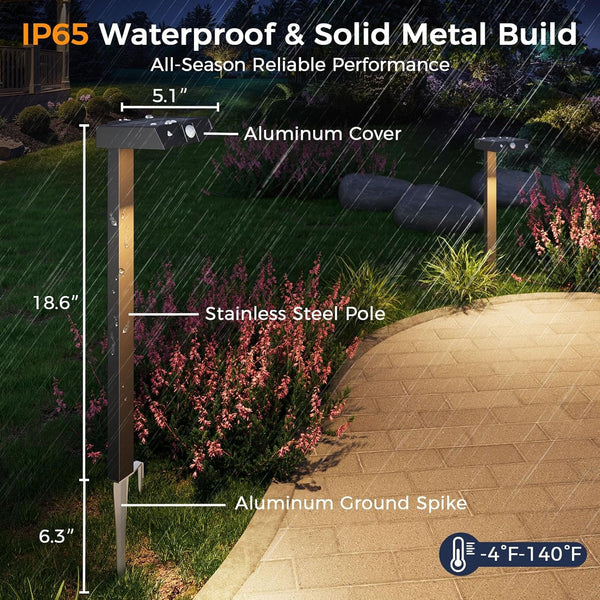 Solar Pathway Lights, 4 Pack Metal Motion Sensor Outdoor Lights3