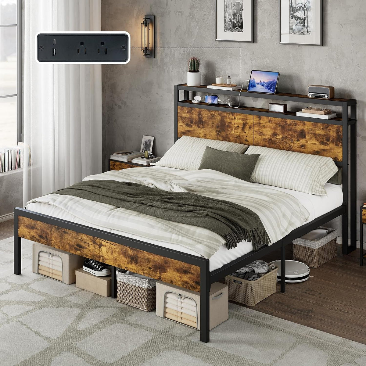 full-size-metal-bed-frame-with-charging-station