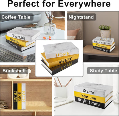 Hardcover Book for Decor Set of 3 Stacked Books for Living Room Coffee Table Decorative Faux Books Decor Storage Book Boxes with Stickers (Z108)8