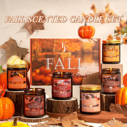 Fall Candles Set, 6 Pack Candles for Home Scented Natural Soy Wax, Autumn Gifts Set for Women Men, Fall Fragrance of Pumpkin/Cinnamon/Vanilla Cupcake/Apple/Harvest/Latte7