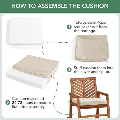 Outdoor Chair Cushions Set of 4: Waterproof & Fade Resistant Seat Cushion for Patio Furniture - 18.5 X 16 X 2 Inch Chair Pads with Ties and Hidden Zipper - Patio Chair Cushion Replacement, Beige8