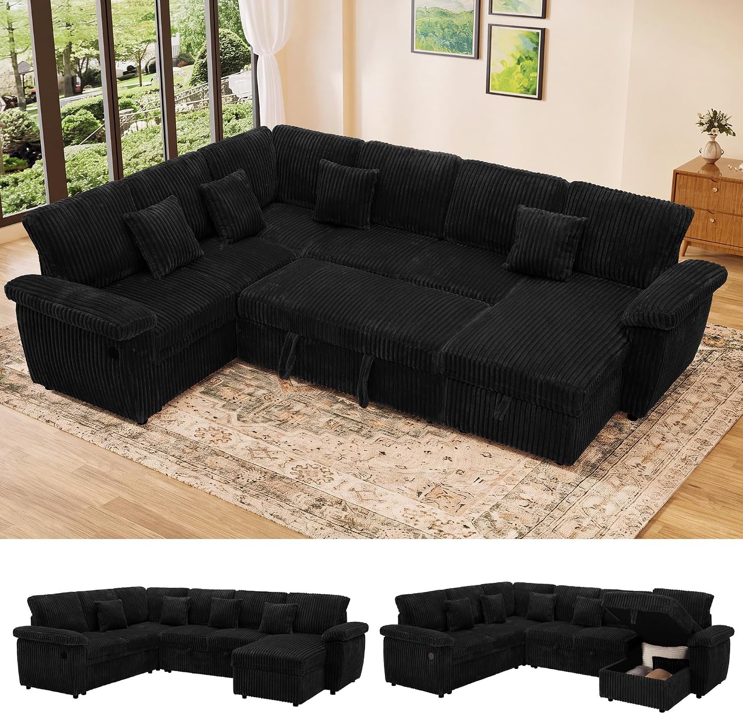 modular-sectional-sleeper-sofa-with-pull-out-bed-104-u-shaped-7-seat-cloud-sectional-couches-for-living-room-comfy-corduroy-couch-sofa-bed-with-storage-chaise-usb-charging-black
