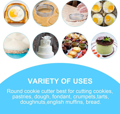 12 Pcs Donut Hole Cookie Biscuit Cutter Set for Baking, Graduated Doughnut round Cookie Cutters, Metal Scone Circle Cookie Cutters for Frying, Biscuits Ring Molds for Cooking Cake(1-4.4 Inch)7