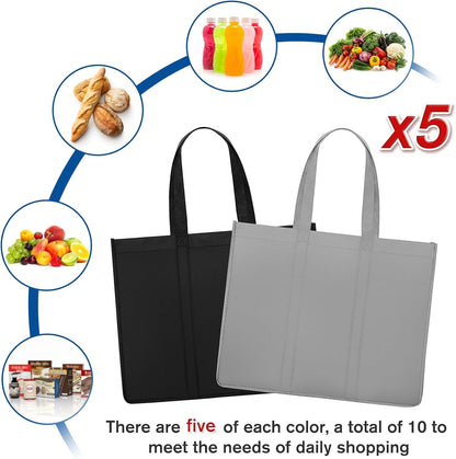 Reusable Grocery Shopping Bags 10 Pack Large Foldable Tote Bags Bulk5