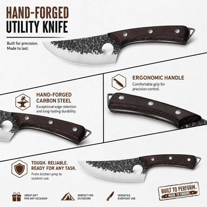 Forged Butcher Knife Set: Comfortable Handle for Long Use - 3PCS Viking Kitchen Knives Set for Mens - Handmade Cooking Meat Cleaver for Cutting and Chopping2