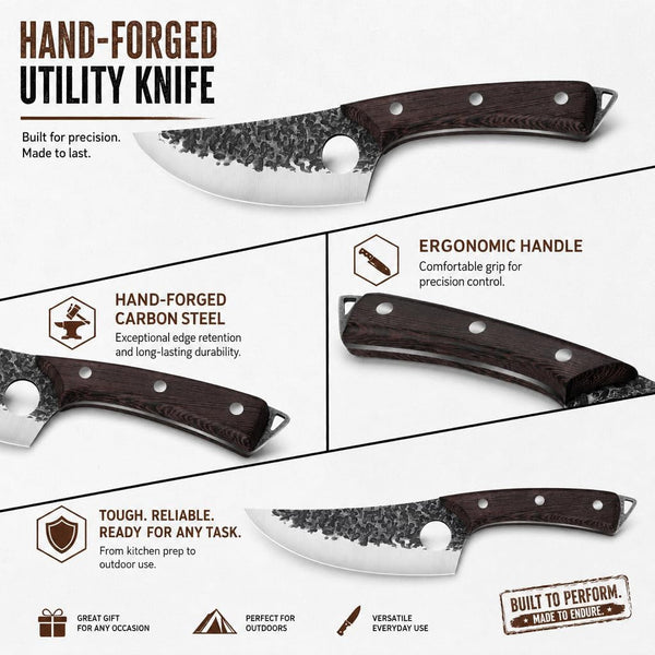 Forged Butcher Knife Set: Comfortable Handle for Long Use - 3PCS Viking Kitchen Knives Set for Mens - Handmade Cooking Meat Cleaver for Cutting and Chopping2