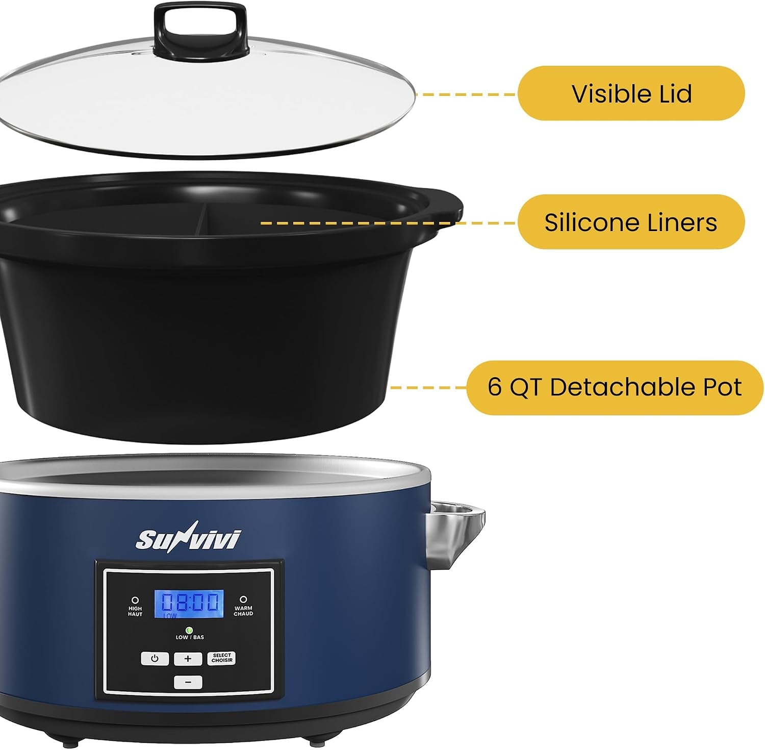 6-quarts-programmable-slow-cooker-with-reusable-silicone-liners-digital-timer-adjustable-temp-dishwasher-safe-divider-insert-non-stick-ceramic-pot-glass-lid-stainless-steel-darkblue