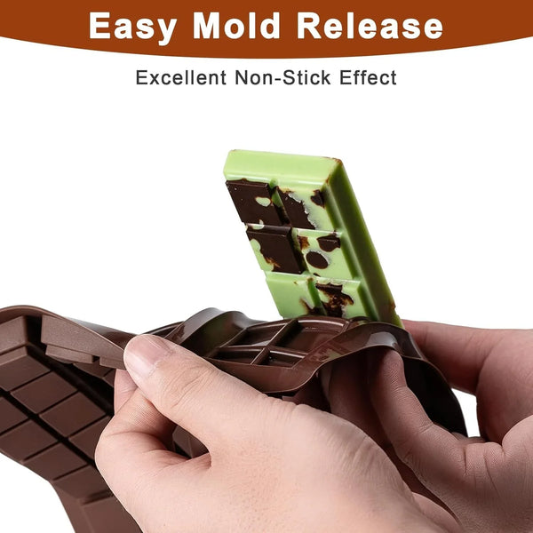 Chocolate Bar Mold，Non-Stick Chocolate Molds，100% Food Grade Silicone Mold | DIY Chocolate Bar Mold, Chocolate Chip Mold for Dubai Pistachio Rod, Candy, Snacks,Knafeh Pistachio Rod and More(10 Snap)3