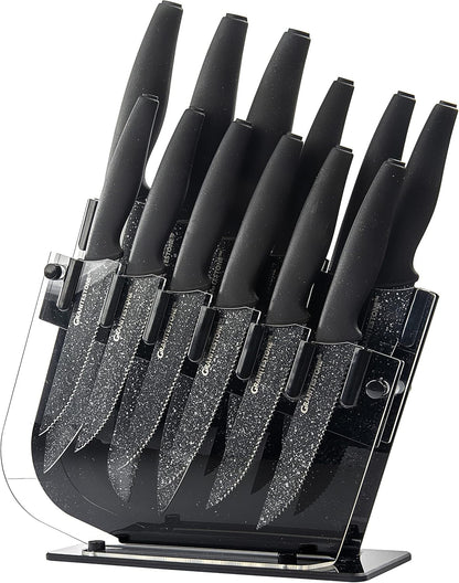 Nutriblade Knife Set by , 13 Pieces High-Grade Stainless Steel Blade Chef Kitchen Knives Set with Acrylic Block Includes 6-Piece Kitchen Knife plus 6-Piece Fully Serrated Steak Knife1