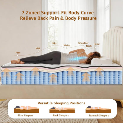 King Size Mattress 14 Inch, Medium Firm Hybrid King Mattress in a Box, Motion Isolation Pocket Spring & Cooling Gel Memory Foam Mattress, Zone Support Certipur-Us Certified, 30-Night Trial5