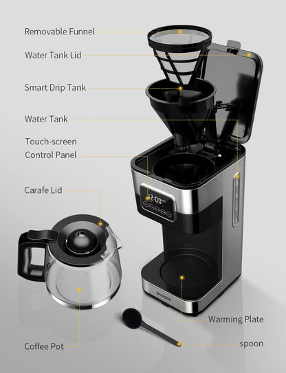 10-Cup Programmable Coffee Maker, Regular & Strong Brew Drip Coffee Machine for Home and Office, Auto Shut Off, Permanent Filter, Silver7