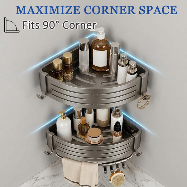 Corner Shower Caddy, Rustproof Aluminum with No-Drill Adhesive Wall Mount6