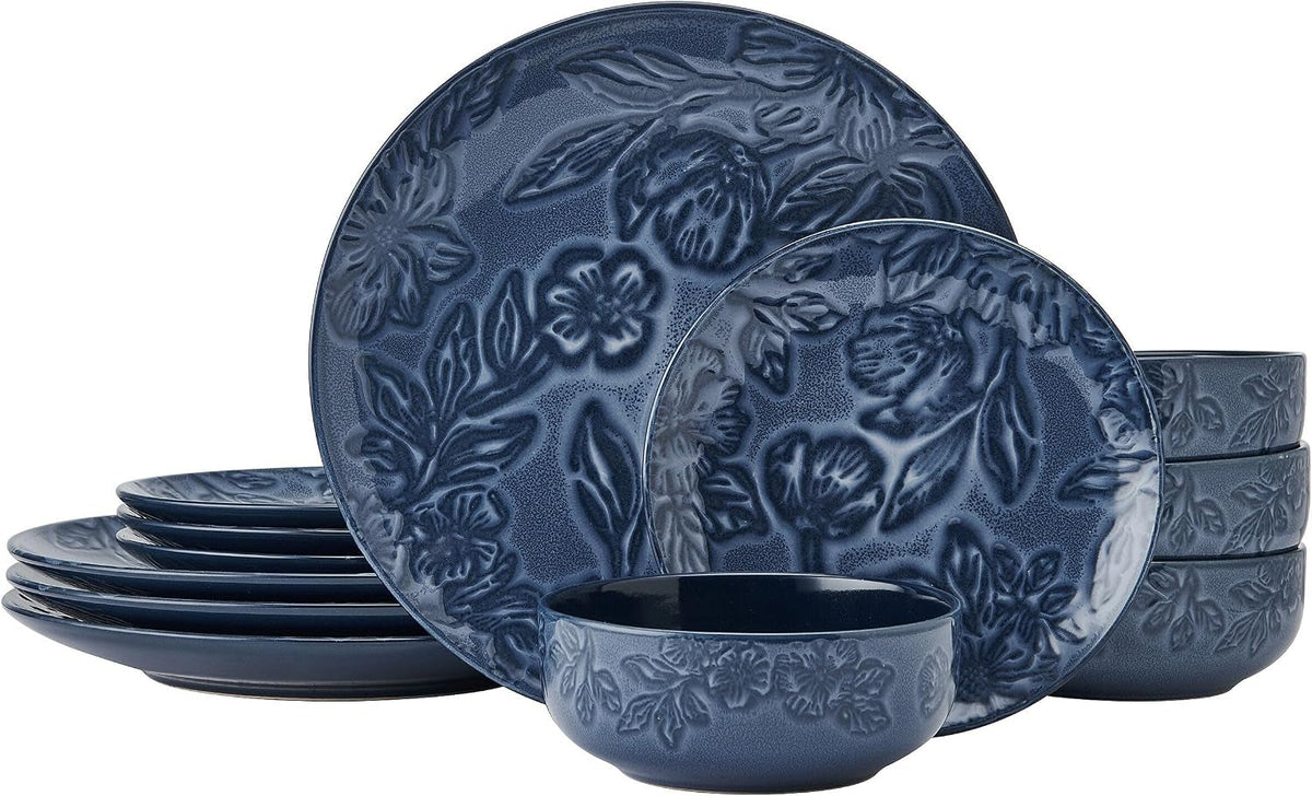 paltzgraff-garden-elegance-12-piece-floral-stoneware-dinnerware-plate-bowl-dish-set-service-for-4-blue