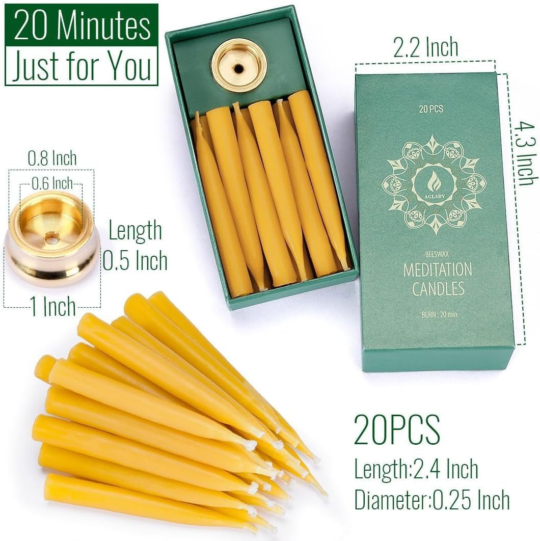 20-minute-beeswax-meditation-candles-20-count-with-brass-holder