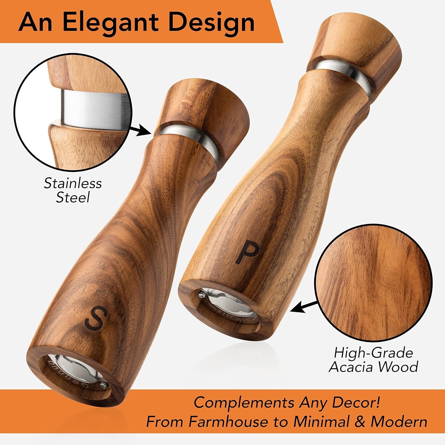 wooden-salt-and-pepper-grinder-set-refillable-salt-pepper-mills-adjust-for-customized-coarseness-crafted-of-solid-acacia-wood-with-ceramic-stainless-steel-core-8-inches-each