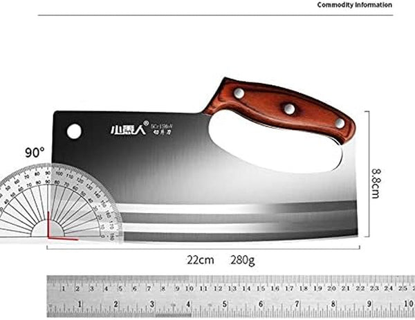 Meat Cleaver Knife, Chinese Style Kitchen Stainless Steel Cutting Meat Knife Special Super Sharp Ladies Slicing Vegetable Fruit Cooked Food Knives (Size : B 220X77 Mm)5