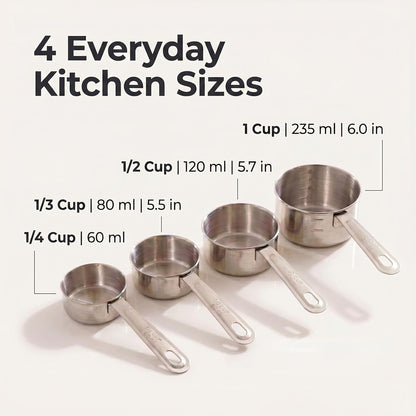 Stainless Steel Measuring Cups Set of 4, Nesting Metal Cups, Marked Handles3