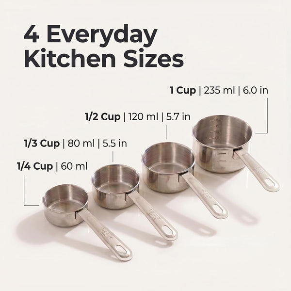 Stainless Steel Measuring Cups Set of 4, Nesting Metal Cups, Marked Handles3